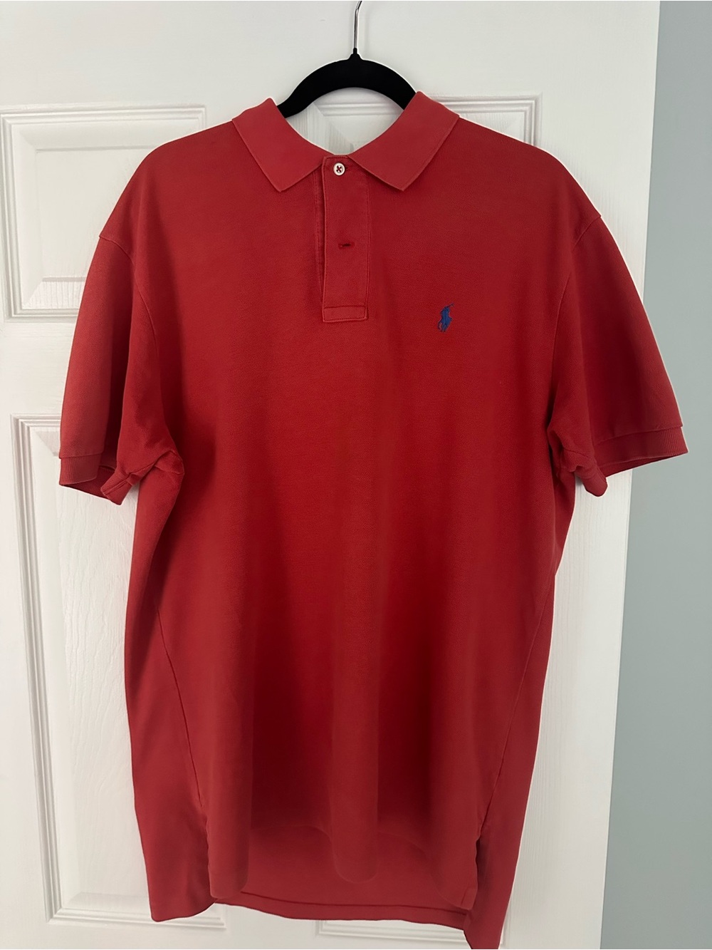 Vintage Polo by Ralph Lauren Men's Red Short-Sleeve Polo with Blue Pony